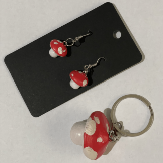 Mushroom Earrings & Keychain